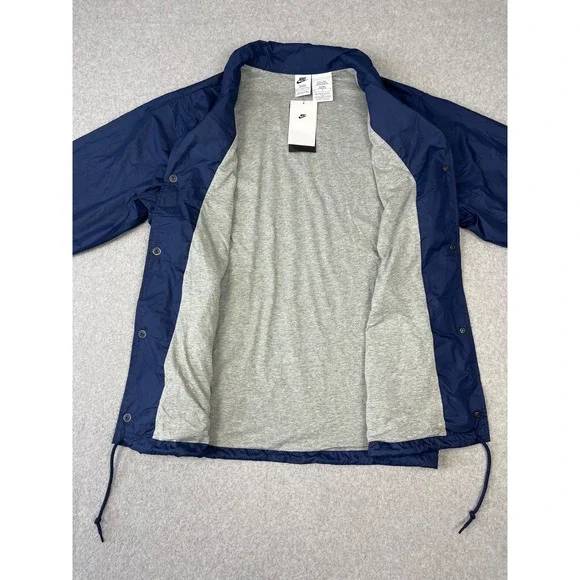 Nike Club Coaches Jacket Mens M Tall Navy Lined Snap Button Up Relaxed Skater